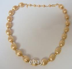 Vtg Alfred Philippe Crown Trifari Gold Plated Textured Chunky Beads Necklace