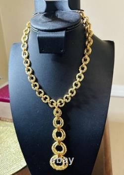 Vtg Alfred Philippe Crown Trifari Runway Gold Nuggets Long Colar Choker Necklace