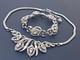 Vtg Alfred Philippe Crown Trifari White Rhinestone Silver Necklace Bracelet Set