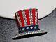 Vtg Alfred Philippe Trifari Uncle Sam Patriotic Top Hat Rhinestone Brooch Pin