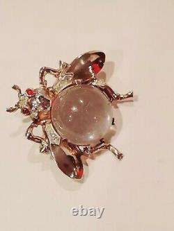 Vtg Alfred Philippe's Sterling Signed Trifari Jelly Belly Bug Pin