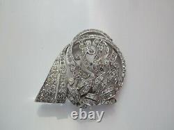 Vtg Art Deco Alfred Philippe Crown Trifari Diamond Paste Fur Clip Pin Brooch