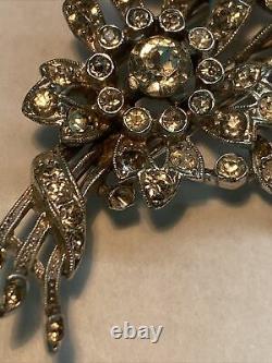 Vtg Art Deco Alfred Philippe Crown Trifari Diamond Paste Fur Clip Pin Brooch
