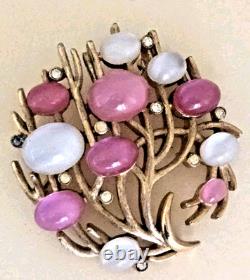 Vtg CROWN TRIFARI ALFRED PHILIPPE UNDER THE SEA Pink Moonglow Jelly Belly Pin