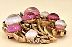 Vtg CROWN TRIFARI ALFRED PHILIPPE UNDER THE SEA Pink Moonglow Jelly Belly Pin