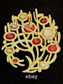Vtg CROWN TRIFARI ALFRED PHILIPPE UNDER THE SEA Pink Moonglow Jelly Belly Pin