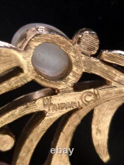 Vtg CROWN TRIFARI ALFRED PHILIPPE UNDER THE SEA Pink Moonglow Jelly Belly Pin