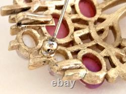 Vtg CROWN TRIFARI ALFRED PHILIPPE UNDER THE SEA Pink Moonglow Jelly Belly Pin