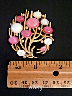 Vtg CROWN TRIFARI ALFRED PHILIPPE UNDER THE SEA Pink Moonglow Jelly Belly Pin