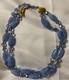 Vtg Crown TRIFARI Alfred Philippe Blue Glass Aurora Borilias Gold Tone Necklace