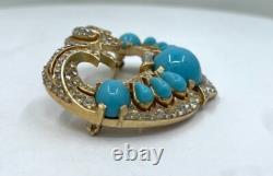 Vtg Crown TRIFARI Alfred Philippe Jewels of India Heart Moghul Brooch Signed