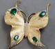 Vtg Crown TRIFARI Gold Green Rhinestone Butterfly Brooch-Alfred Philippe (A35)