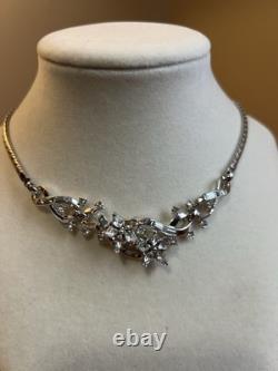Vtg Crown Trifari 1952 Alfred Philippe Twinkle Star Rhinestone Necklace Rhodium