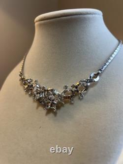 Vtg Crown Trifari 1952 Alfred Philippe Twinkle Star Rhinestone Necklace Rhodium