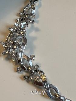 Vtg Crown Trifari 1952 Alfred Philippe Twinkle Star Rhinestone Necklace Rhodium