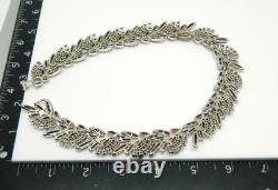 Vtg Crown Trifari ALFRED PHILIPPE Silver Tone Rhinestone Floral 13.75 Necklace