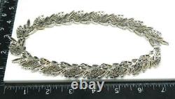 Vtg Crown Trifari ALFRED PHILIPPE Silver Tone Rhinestone Floral 13.75 Necklace