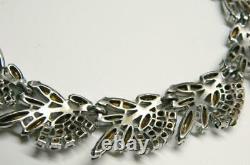 Vtg Crown Trifari ALFRED PHILIPPE Silver Tone Rhinestone Floral 13.75 Necklace