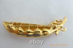 Vtg Crown Trifari A. Philippe Gold & Pearl Pea Pod Brooch Pin & Earrings Set