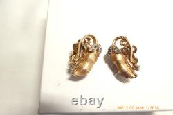 Vtg Crown Trifari A. Philippe Gold & Pearl Pea Pod Brooch Pin & Earrings Set