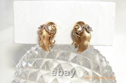 Vtg Crown Trifari A. Philippe Gold & Pearl Pea Pod Brooch Pin & Earrings Set