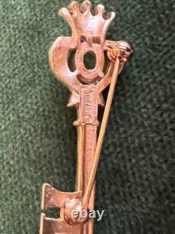 Vtg Crown Trifari Alfred Philippe Blue Enamel Green Cabochon Key Jelly Belly