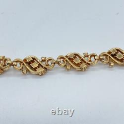 Vtg Crown Trifari Alfred Philippe Bracelet Gold Tone Citrine Yellow Rhinestone
