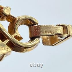 Vtg Crown Trifari Alfred Philippe Bracelet Gold Tone Citrine Yellow Rhinestone