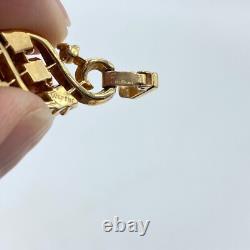 Vtg Crown Trifari Alfred Philippe Bracelet Gold Tone Citrine Yellow Rhinestone