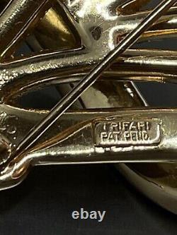 Vtg Crown Trifari Alfred Philippe Brooch Clip Earrings Set Gold Tone Rhinestones