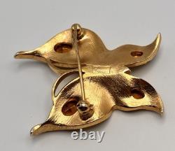 Vtg Crown Trifari Alfred Philippe Butterfly Brooch Smoky Rhinestone Pin GoldTone