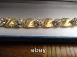 Vtg Crown Trifari Alfred Philippe Clear Stone Birthday Ribbon Link Bracelet Box