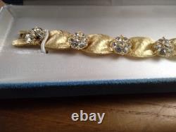 Vtg Crown Trifari Alfred Philippe Clear Stone Birthday Ribbon Link Bracelet Box