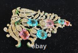 Vtg Crown Trifari Alfred Philippe FRUIT SALAD Rhodium Fur Clip Pin Signed