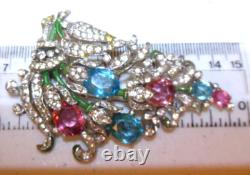 Vtg Crown Trifari Alfred Philippe FRUIT SALAD Rhodium Fur Clip Pin Signed