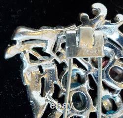 Vtg Crown Trifari Alfred Philippe FRUIT SALAD Rhodium Fur Clip Pin Signed