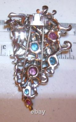 Vtg Crown Trifari Alfred Philippe FRUIT SALAD Rhodium Fur Clip Pin Signed