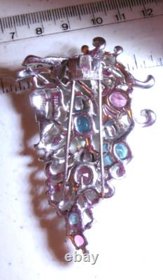 Vtg Crown Trifari Alfred Philippe FRUIT SALAD Rhodium Fur Clip Pin Signed