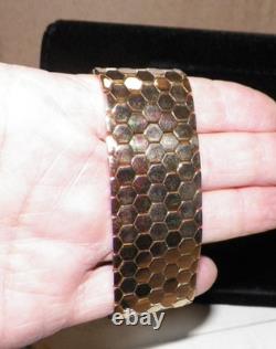 Vtg Crown Trifari Alfred Philippe Goldtone Honeycomb Bracelet
