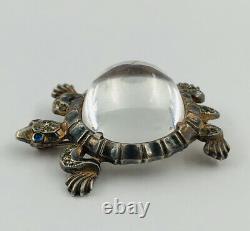 Vtg Crown Trifari Alfred Philippe Jelly Belly Sterling Silver Turtle Pin Brooch