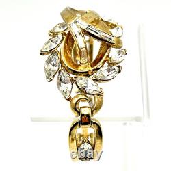 Vtg Crown Trifari Alfred Philippe Panel Bracelet Brooch Demi Set Rhinestones