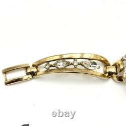 Vtg Crown Trifari Alfred Philippe Panel Bracelet Brooch Demi Set Rhinestones