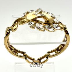 Vtg Crown Trifari Alfred Philippe Panel Bracelet Brooch Demi Set Rhinestones