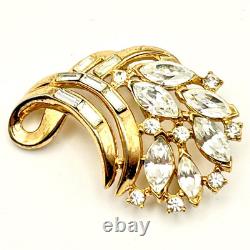 Vtg Crown Trifari Alfred Philippe Panel Bracelet Brooch Demi Set Rhinestones