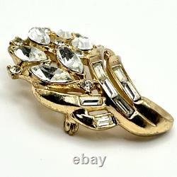 Vtg Crown Trifari Alfred Philippe Panel Bracelet Brooch Demi Set Rhinestones