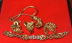 Vtg. Crown Trifari Alfred Philippe Parure Necklace Bracelet Brooch Earrings