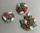 Vtg Crown Trifari Alfred Philippe Rare Fruit Salad Clip On Earrings And Brooch