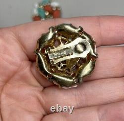 Vtg Crown Trifari Alfred Philippe Rare Fruit Salad Clip On Earrings And Brooch