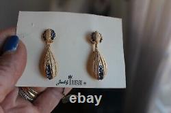 Vtg Crown Trifari Alfred Philippe Rhinestone Teardrop Dangle Clip On Earrings