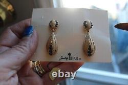 Vtg Crown Trifari Alfred Philippe Rhinestone Teardrop Dangle Clip On Earrings